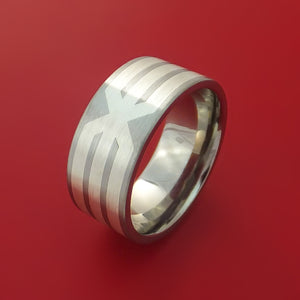 Titanium and Sterling Silver Ring Custom Made X Cross Band