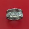 Kuro Damascus Steel Ring with Dinosaur Bone and Gibeon Meteorite Inlays Custom Made Band