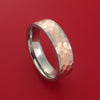 Titanium Ring Classic Hammer Style with 14k Rose Gold Inlay Wedding Band Any Size and Finish 3-22