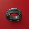 Black Zirconium Ring with Sapphires and 14k White Gold Edges Custom Made Band