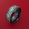 Black Zirconium Ring with Gibeon Meteorite and 14k White Gold Inlays Custom Made Band