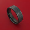 Black Zirconium Ring with Fish Hook Laser-Etched Pattern Inlay Custom Made Band