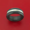 Elysium Black Diamond Wedding Band Beveled with Matte Finish with a Sterling Silver Inlay