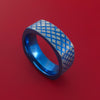 Titanium Anodized Square Ring with Crosshatch Pattern Custom Made Band