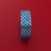 Titanium Anodized Square Ring with Crosshatch Pattern Custom Made Band