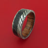 Kuro Damascus Steel Ring with Hardwood Inlay and Hardwood Sleeve Custom Made