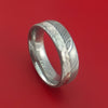 Damascus Steel and Hammered Platinum Ring Custom Made Wedding Band