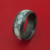 Black Zirconium Ring with White Marble Inlay Custom Made Band