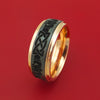14k Rose Gold Ring with Black Zirconium Claddagh Etched Celtic Design and Cerakote Inlays Custom Made Band