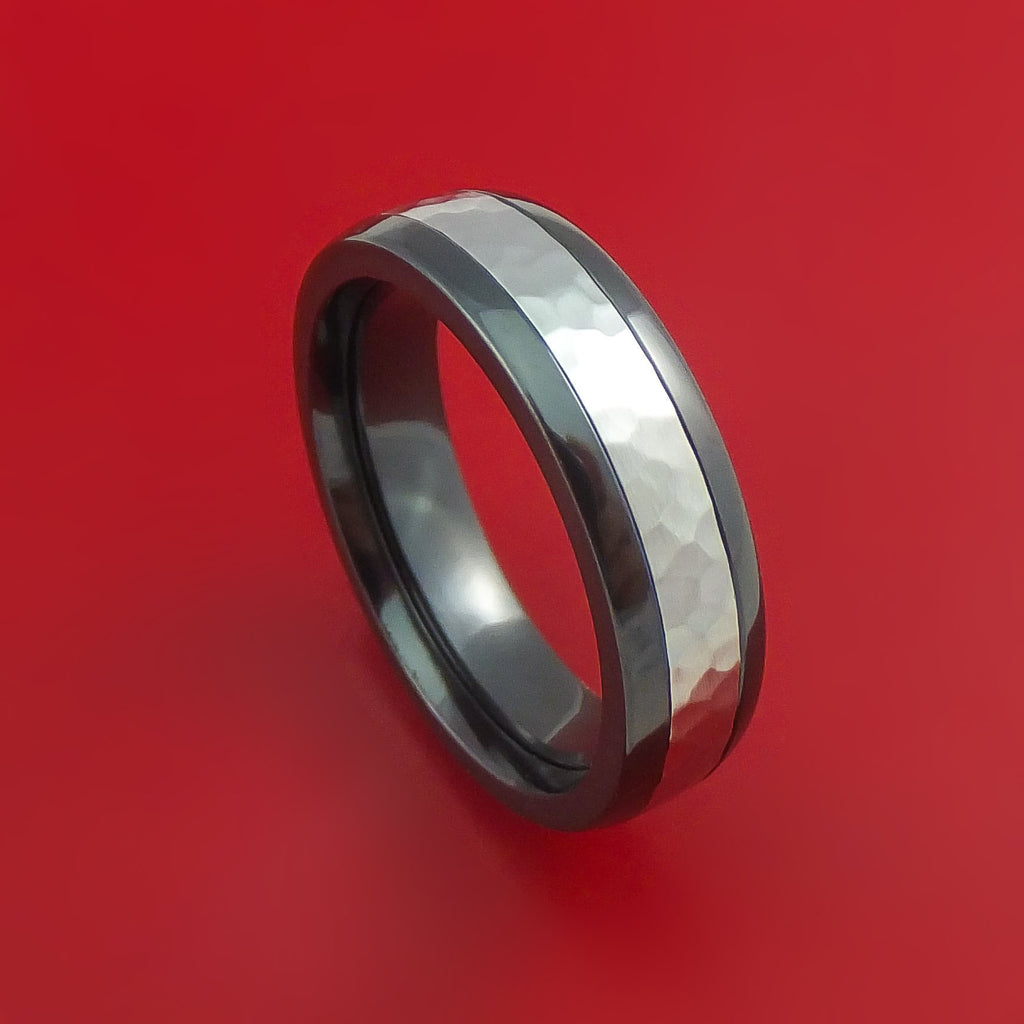 Black Zirconium Ring with Cobalt Chrome Inlay Custom Made Band