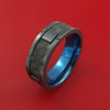 Black Zirconium Ring with Segmented Black Carbon Fiber Inlay and Interior Anodized Sleeve Custom Made Band