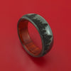 Black Zirconium Ring with Pine Tree Design Inlay and Interior Hardwood Sleeve Custom Made Band