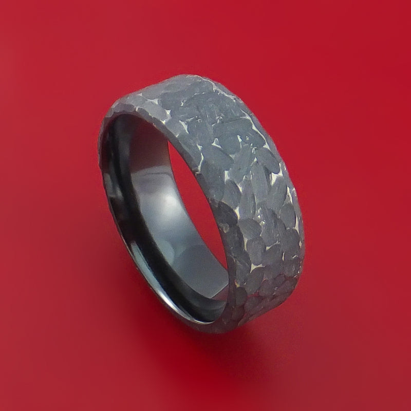 Hammered Black Zirconium Ring Custom Made Band