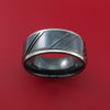 Black Zirconium Ring with Diagonal Grooves Custom Made Band