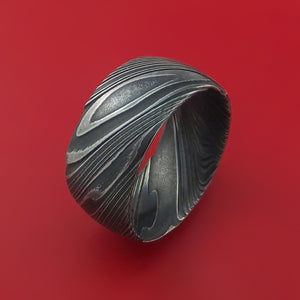 Wide Kuro Damascus Steel Ring Custom Made Band