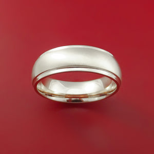 MNX - Men's Flat Polished Edges Wedding Ring In Rose/White Gold 6mm Width - MADANI Rings - Foto 3