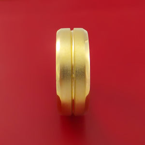 14k Yellow Gold Ring with Groove Inlay Custom Made Band