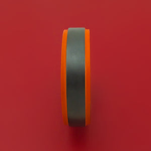 Black Zirconium Ring with Cerakote Edges and Interior Cerakote Sleeve Custom Made Band