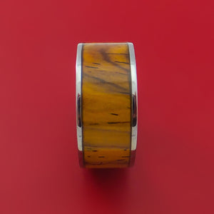 Wide Titanium Ring with Hardwood Inlay Custom Made Band