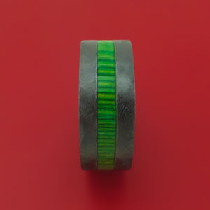 Black Zirconium Ring with Hardwood Inlay and Interior Hardwood Sleeve Custom Made Band