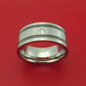Titanium and Guitar String Ring with Diamond Custom Made Band