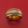 14K White Gold Ring with Wood Inlays and Mokume Custom Made Band
