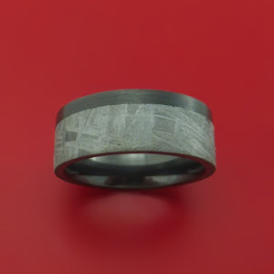 Black Zirconium Ring with Gibeon Meteorite Inlay Custom Made Band