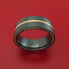 Black Zirconium Ring with Gold Inlay and Side Braids Custom Made Band