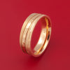 14K Rose Gold Ring with Three Finishes Hammer and Tree Bark Custom Made Band