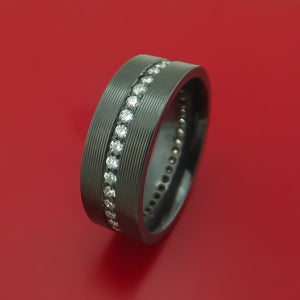 Black Zirconium And Diamonds Eternity Ring Custom Made Band