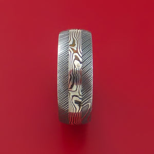Damascus and Sterling Silver Mokume Gane Ring Custom Made