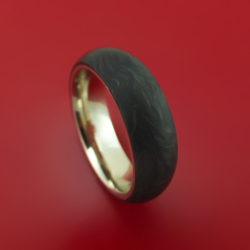 Solid Forged Carbon Fiber Ring with 14K White Gold Sleeve