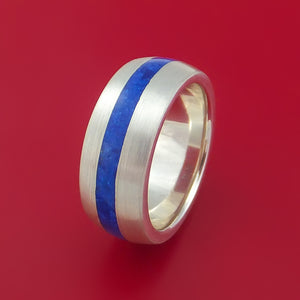 Sterling Silver Ring with Lapis Inlay Custom Made Band