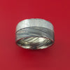Kuro Damascus Steel Ring with Gibeon Meteorite Inlay Custom Made Band