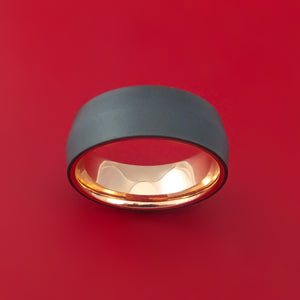 Black Zirconium Ring with Interior 14k Rose Gold Sleeve Custom Made Band