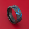 Black Zirconium Ring with Tractor Tire Tread Pattern and Anodized Inlays Custom Made Band