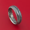 Kuro Damascus Steel Ring with Groove Inlay Custom Made Band