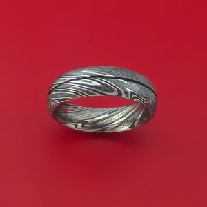 Kuro Damascus Steel Ring with Groove Inlay Custom Made Band