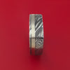 Kuro Damascus Steel Square Ring with 14k White Gold Inlay Custom Made Band