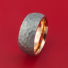 Hammered Titanium and 14K Rose Gold Sleeve Ring Custom Made Band