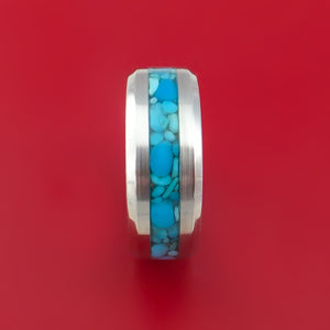 Cobalt Chrome and Turquoise Stone Ring Custom Made Band