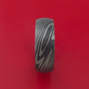 Damascus Steel Ring with Interior Anodized Titanium Sleeve Custom Made Band
