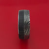 Kuro Damascus Steel Ring with Hardwood Inlay Custom Made Band