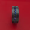 Black Zirconium Ring with Eternity Channel Set Sapphires Custom Made Thin Blue Line Band