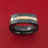 Black Zirconium Square Hammered Ring with 14k Rose Gold and Diamond Custom Made