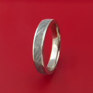 14k White Gold Ring with Gibeon Meteorite Inlay Custom Made Band