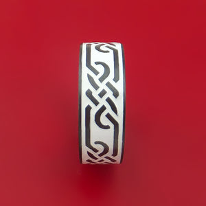 Black Zirconium Ring with Infinity Milled Celtic Design and Cerakote Inlays Custom Made Band