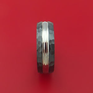 Black Zirconium Ring with Hammer Finish Custom Made Band