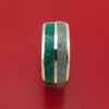 14k White Gold Ring with Malachite and Gibeon Meteorite Inlays Custom Made Band