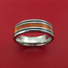 Titanium Ring with Hardwood and Black Enamel Inlays Custom Made Band